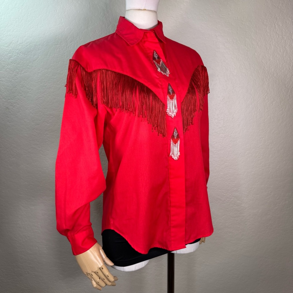 Vintage Western Collection Beaded Fringe Rodeo Cowgirl Cowboy Shirt SMALL EUC - Picture 4 of 16